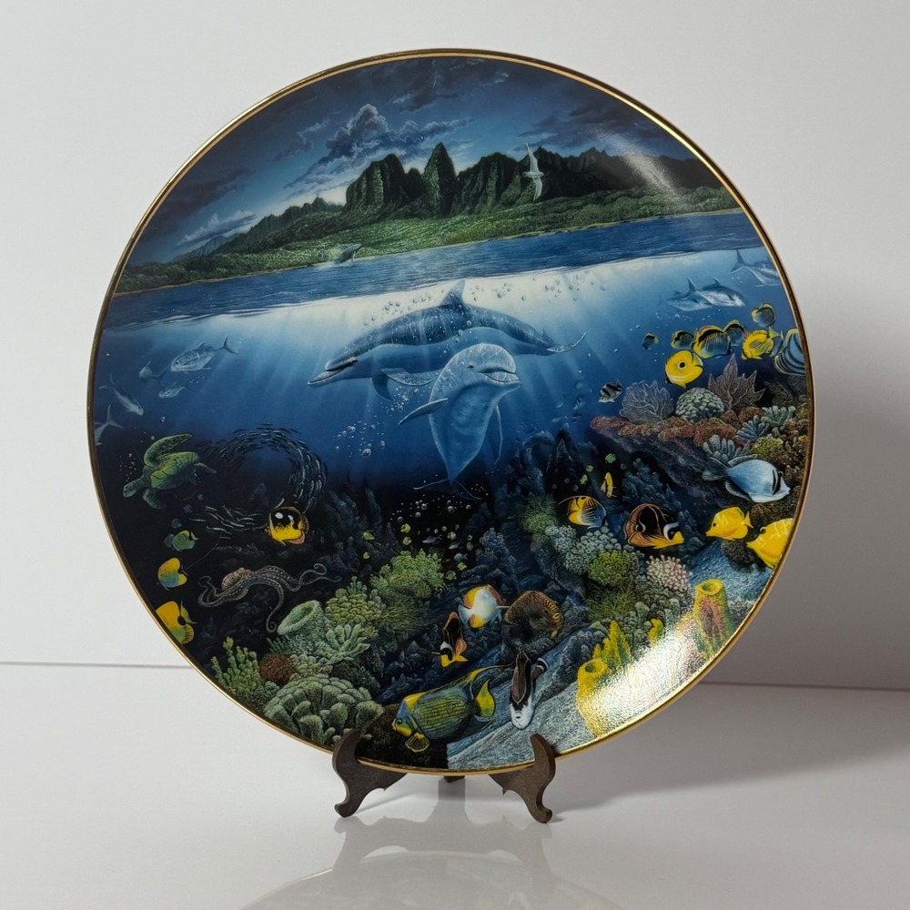 Danbury Mint Robert Lyn Nelson Discovery Off Anahola Dolphin Collector Plate